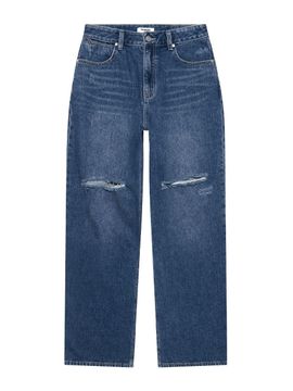 Wrangler (W) Straight Fit Destroyed Denim Pants [Indigo Medium]
