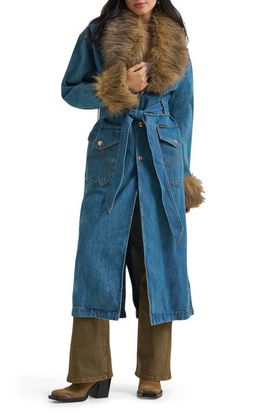 Wrangler Wrangler Faux Fur Trim Denim Coat 