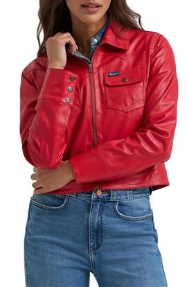 Wrangler Wrangler Slim Seamed Faux Leather Jacket