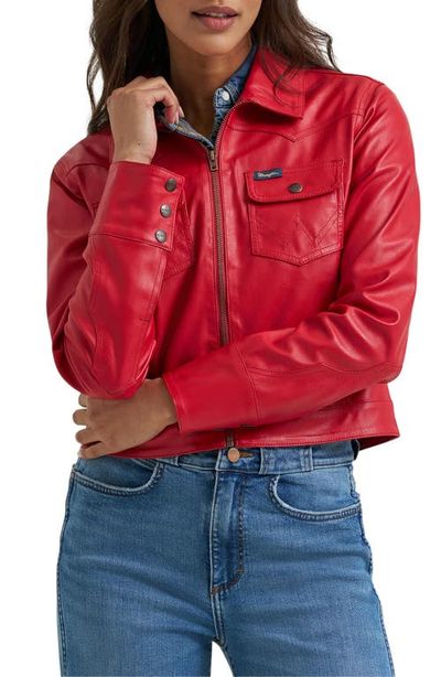 Wrangler Wrangler Slim Seamed Faux Leather Jacket