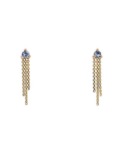 Wwake Wwake 14K Yellow Gold Blue Sapphire Mist Drop Earrings