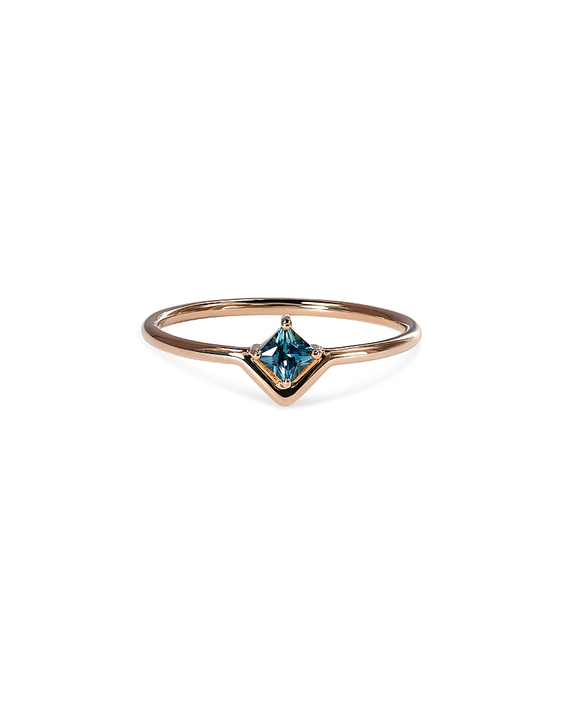 Wwake Wwake 14K Yellow Gold Teal Sapphire Solitaire Ring
