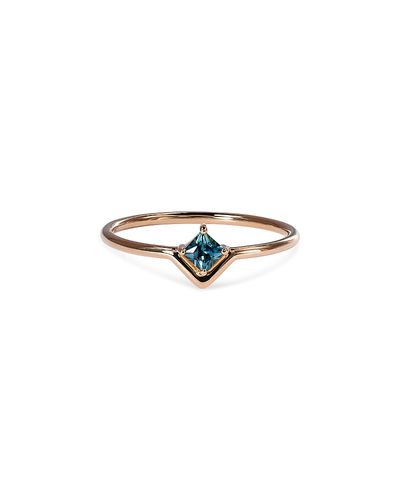 Wwake Wwake 14K Yellow Gold Teal Sapphire Solitaire Ring