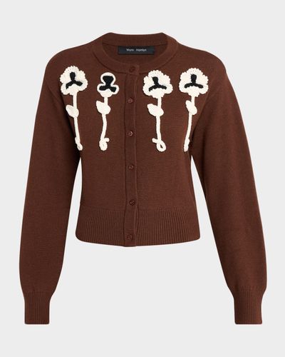 Wynn Hamlyn Pansy Appliqué Cardigan