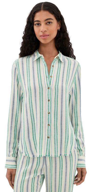 XIRENA XIRENA Bowie Shirt Blue Moss Stripe
