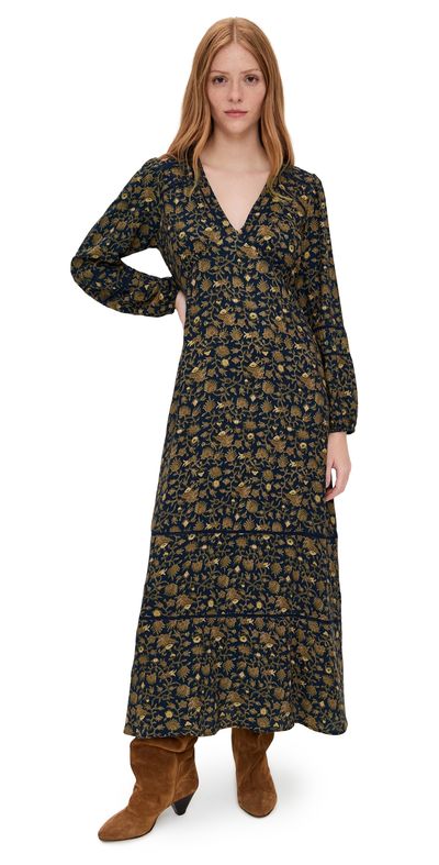 gold maxi dress revolve Gold Rhinestone Drape Midi Dress – self-portrait-US main image 0