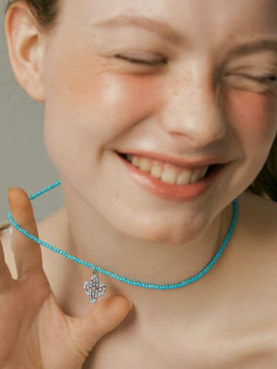 XPIER Cutcus Turquoise Necklace_Turkish Blue