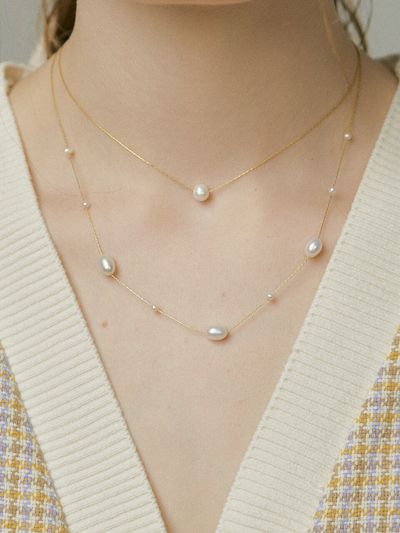 XPIER Lady Pearl Necklace_ Gold