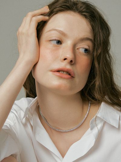 XPIER Tennis Pave Necklace (2 Sizes)_Silver