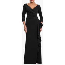 Xscape Evenings Xscape Evenings Cascade Ruffle Long Sleeve Scuba Crepe Gown