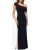 Xscape Evenings Xscape Evenings Crystal Mesh Detail One-Shoulder Sheath Detail - 1