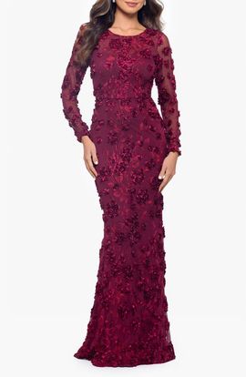 Xscape Evenings Xscape Evenings Embroidered Floral Long Sleeve Gown