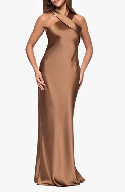 Xscape Evenings Xscape Evenings Halter Neck Satin Trumpet Gown