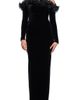 Xscape Evenings Xscape Evenings Lace Detail Off the Shoulder Velvet Column Gown - 1