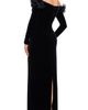 Xscape Evenings Xscape Evenings Lace Detail Off the Shoulder Velvet Column Gown - 2