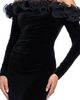 Xscape Evenings Xscape Evenings Lace Detail Off the Shoulder Velvet Column Gown - 4