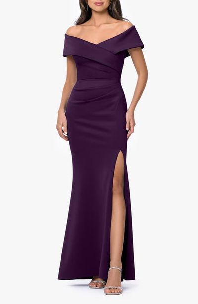 Xscape Evenings Xscape Evenings Long Ruched Scuba Gown