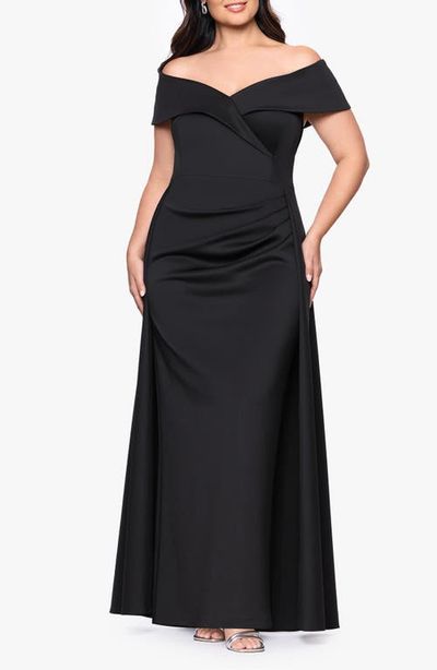 Xscape Evenings Xscape Evenings Off the Shoulder Scuba Gown