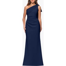Xscape Evenings Xscape Evenings Sash Detail One-Shoulder Scuba Crepe Sheath Gown