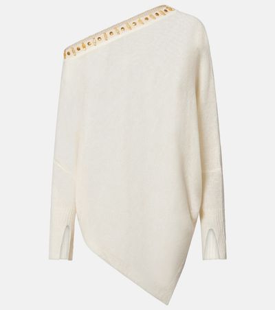 Xu Zhi Xu Zhi Beaded asymmetric linen-blend top