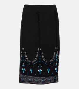 Xu Zhi Xu Zhi Beaded jersey midi skirt