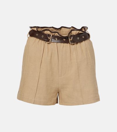 Xu Zhi Xu Zhi Belted faux leather-trimmed shorts