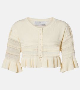 Xu Zhi Xu Zhi Cropped open-knit ruffled cardigan
