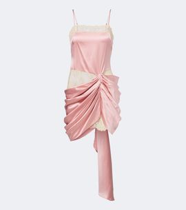 Xu Zhi Xu Zhi Draped lace-trimmed silk satin minidress