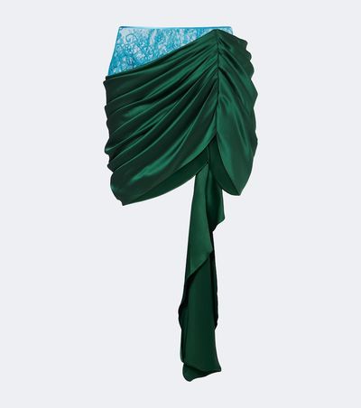 Xu Zhi Xu Zhi Draped lace-trimmed silk satin miniskirt