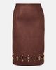 Xu Zhi Xu Zhi Embellished faux suede pencil skirt - 1