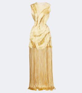 Xu Zhi Xu Zhi Embellished fringed open-back minidress