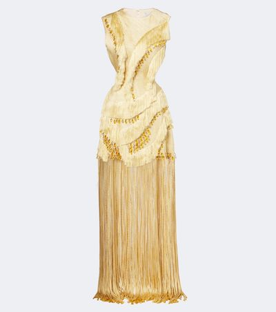 Xu Zhi Xu Zhi Embellished fringed open-back minidress