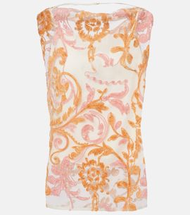 Xu Zhi Xu Zhi Embroidered point d'esprit top