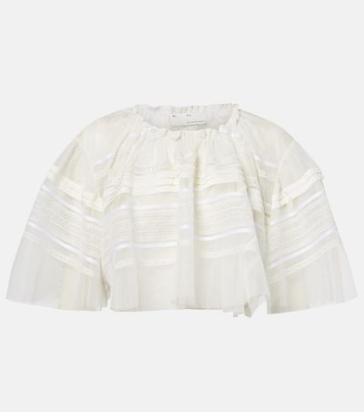 Xu Zhi Xu Zhi Gathered lace and tulle crop top