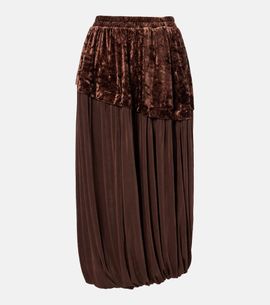 Xu Zhi Xu Zhi Jersey and velvet midi skirt