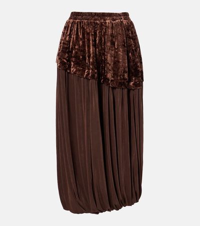 Xu Zhi Xu Zhi Jersey and velvet midi skirt