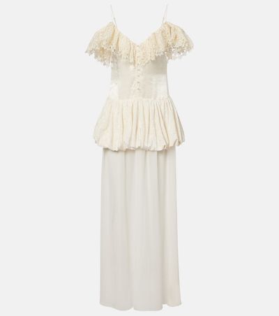Xu Zhi Xu Zhi Lace-trimmed peplum maxi dress