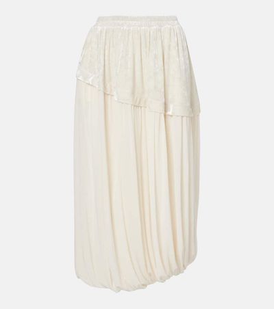 Xu Zhi Xu Zhi Layered velvet-trimmed midi skirt