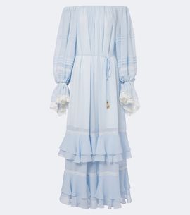 Xu Zhi Xu Zhi Ruffled off-shoulder lace-trimmed maxi dress
