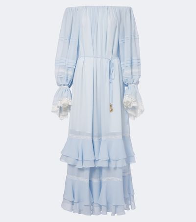 Xu Zhi Xu Zhi Ruffled off-shoulder lace-trimmed maxi dress