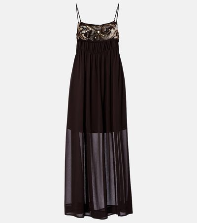 Xu Zhi Xu Zhi Sequined chiffon maxi dress