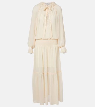 Xu Zhi Xu Zhi Shirred tie-neck maxi dress
