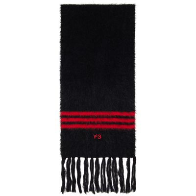 Y-3 Y-3 Black & Red Stripes Scarf