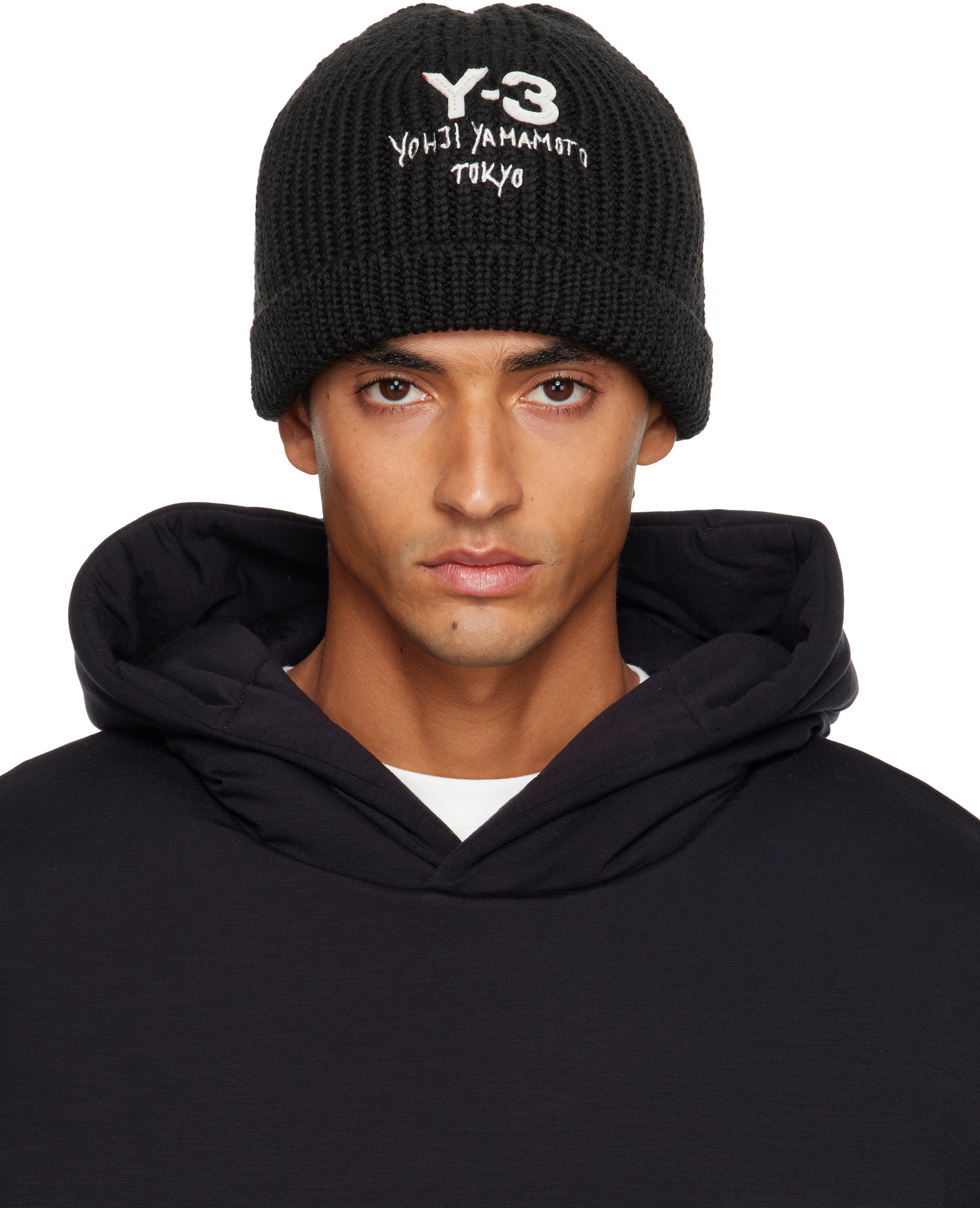 Y-3 - Black Chunky Knit Beanie