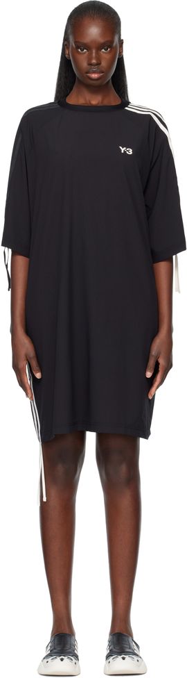 Y-3 Y-3 Black Cinch 3 Stripes Oversized Tee Midi Dress