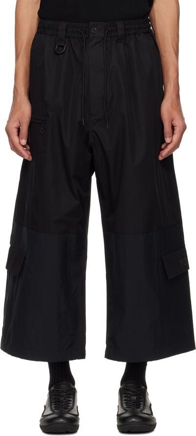 Y-3 Y-3 Black Cropped Straight Leg Cargo Pants