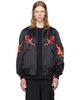 Y-3 Y-3 Black Embroidered Graphic Satin Souvenir Jacket - 1