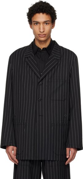 Y-3 Y-3 Black Pinstripe Refined Wool Chore Blazer