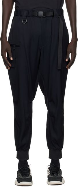 Y-3 Y-3 Black Rayon Twill Cuffed Cargo Pants