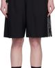 Y-3 Y-3 Black Sport Uniform Raw Cut 3 Stripes Shorts - 1